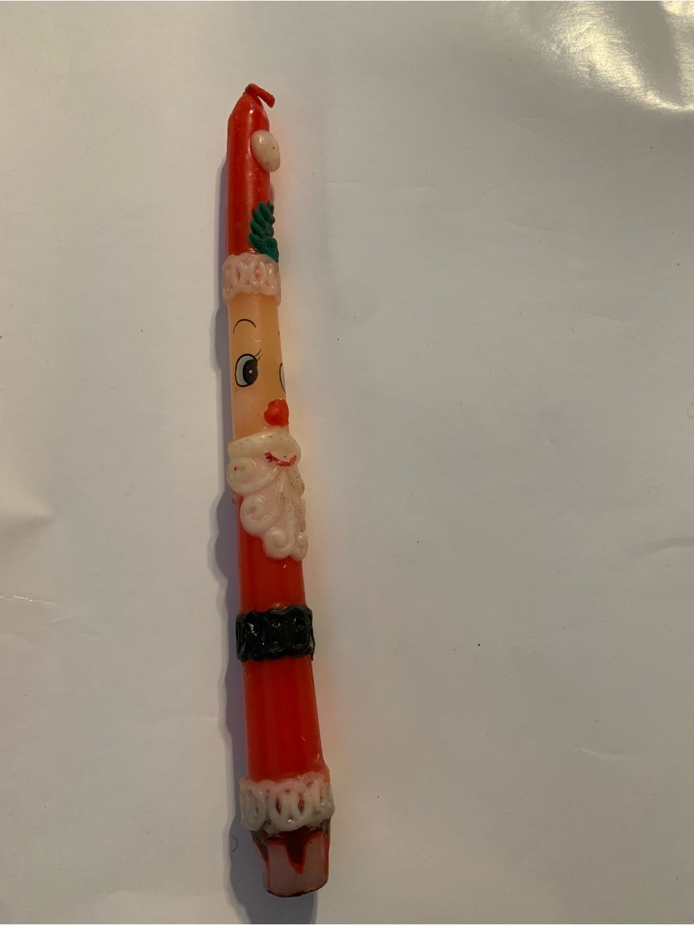 1 Pc. Santa Claus Taper Candle Anthropomorphic Kitschy Christmas 3-D 10" Unused
